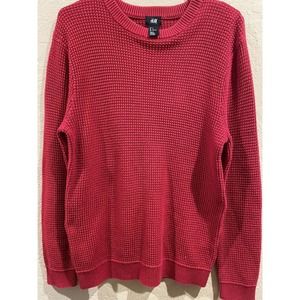 H&M Crew Neck Long Sleeve Red Pullover Knit Sweater Women's Size Medium